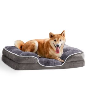 Memory Foam Pet Bed for Small Dogs & Cats with Washable Removable Cover Non-Slip Base Waterproof Liner Egg Crate Foam for Improved Sleep, gray,me