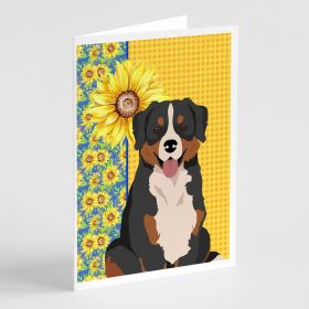 Summer Sunflowers Bernese Mountain Dog Greeting Cards Pack of 8 Blank Cards with Envelopes Whimsical A7 Size 5x7 Blank Note Cards