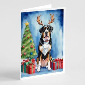 Greater Swiss Mountain Dog Christmas Reindeer Greeting Cards Pack of 8 Blank Cards with Envelopes Whimsical A7 Size 5x7 Blank Note Cards