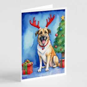 Anatolian Shepherd Dog Christmas Reindeer Greeting Cards Pack of 8 Blank Cards with Envelopes Whimsical A7 Size 5x7 Blank Note Cards