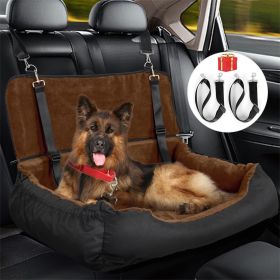 Dog Car Seat Dual Seat Removable Cleaning Coral Fleece Pet Seat with Storage Bag and Safety Belt Fixed Pet Car Seat Suitable for Small and Medium