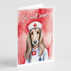 Afghan Hound Get Well Soon Greeting Cards Pack of 8 Blank Cards with Envelopes Whimsical A7 Size 5x7 Blank Note Cards