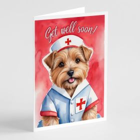 Norfolk Terrier Get Well Soon Greeting Cards Pack of 8 Blank Cards with Envelopes Whimsical A7 Size 5x7 Blank Note Cards
