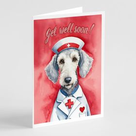 Bedlington Terrier Get Well Soon Greeting Cards Pack of 8 Blank Cards with Envelopes Whimsical A7 Size 5x7 Blank Note Cards