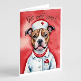 Staffordshire Bull Terrier Get Well Soon Greeting Cards Pack of 8 Blank Cards with Envelopes Whimsical A7 Size 5x7 Blank Note Cards