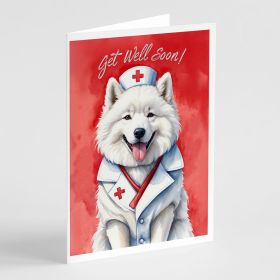 Samoyed Get Well Soon Greeting Cards Pack of 8 Blank Cards with Envelopes Whimsical A7 Size 5x7 Blank Note Cards