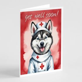 Siberian Husky Get Well Soon Greeting Cards Pack of 8 Blank Cards with Envelopes Whimsical A7 Size 5x7 Blank Note Cards