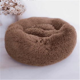 Round Long Hairy Autumn And Winter Nest Pad Cat Mattress (Option: Light coffee-70cm)