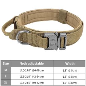 Tactical Pet Collar; Dog Collar With Handle; Military Heavy Duty Dog Collars For Medium Large Dogs (Color: Khaki, size: Xl)