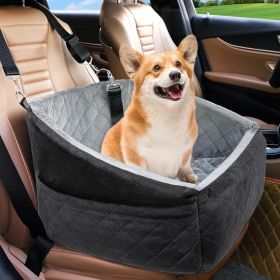 Dog Car Seat for Small Medium Dogs Under 30lbs Pet Booster Seat (Color: black grey)