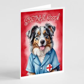 Australian Shepherd Get Well Soon Greeting Cards Pack of 8 Blank Cards with Envelopes Whimsical A7 Size 5x7 Blank Note Cards (Default: Default)