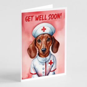 Dachshund Get Well Soon Greeting Cards Pack of 8 Blank Cards with Envelopes Whimsical A7 Size 5x7 Blank Note Cards (Default: Default)