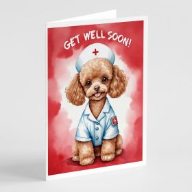 Poodle Get Well Soon Greeting Cards Pack of 8 Blank Cards with Envelopes Whimsical A7 Size 5x7 Blank Note Cards (Default: Default)